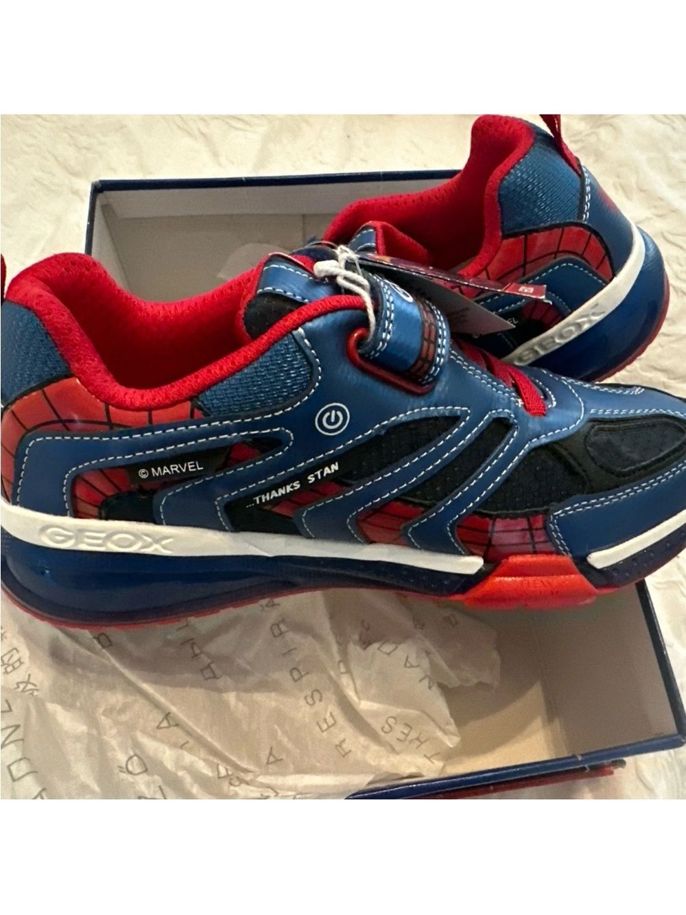 Geox Kids Blue and Red Marvel Spider-Man Light-Up Sneakers